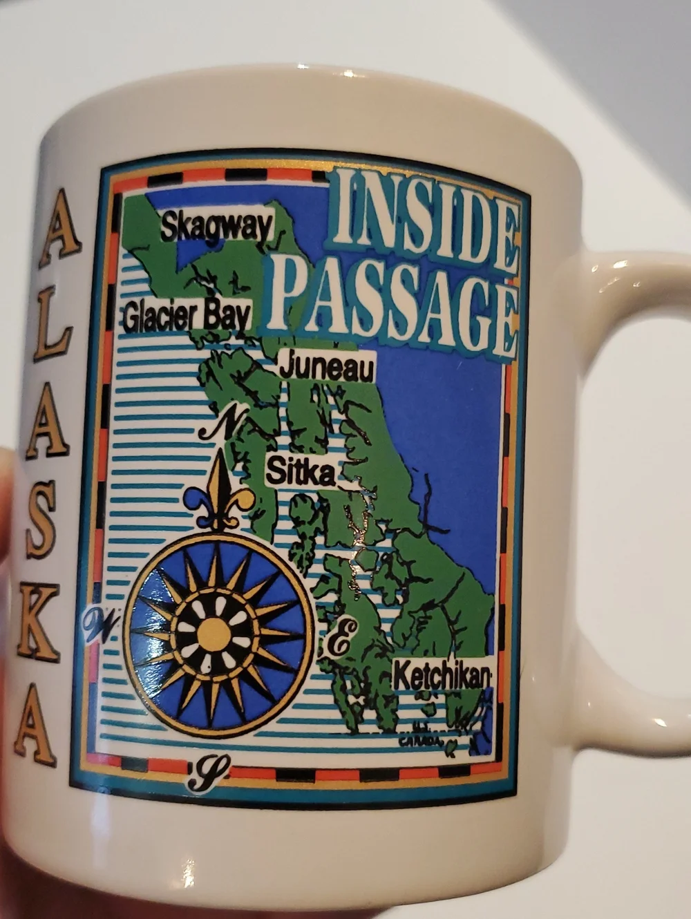 Alaska Inside Passage Mug Map Sitka Skagway Ketchikan Juneau Glacier Bay Mug